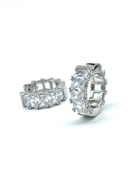 Серьги конго с прямоугольными фианитами