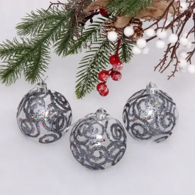 Новогодние шары 7см (набор 3шт) «Зимние узоры», графит