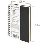 Скетчбук, слоновая кость 140 г/м2 130х210 мм, 80 л., КОЖЗАМ, гребень, BRAUBERG ART CLASSIC, черный, 116475