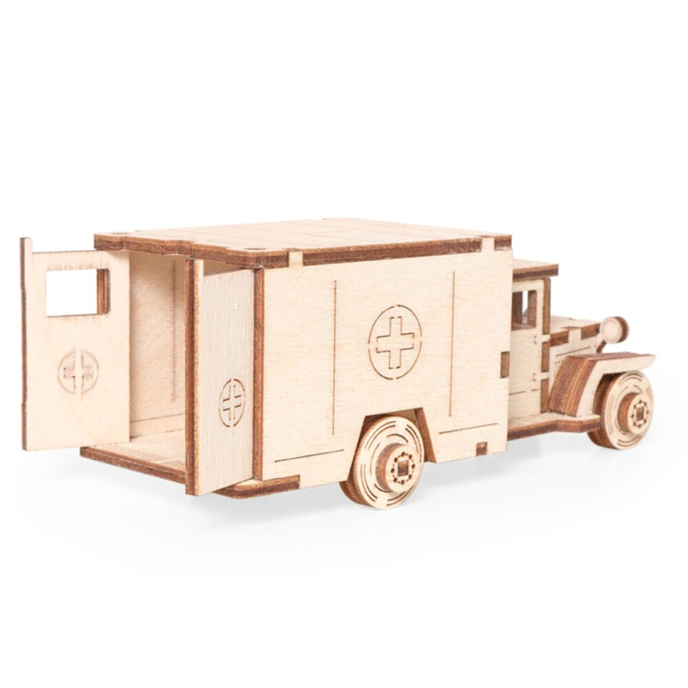 Грузовичок ЛТ-М "Скорая" от Lemmo - Деревянный конструктор, сборная модель, для детей