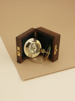 Nautical Морской компас в деревянном футляре