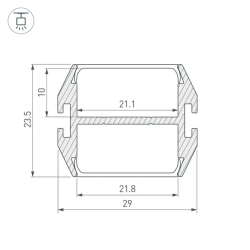 Профиль PLS-LOCK-DUAL-2000 ANOD (Arlight, Алюминий) 032864