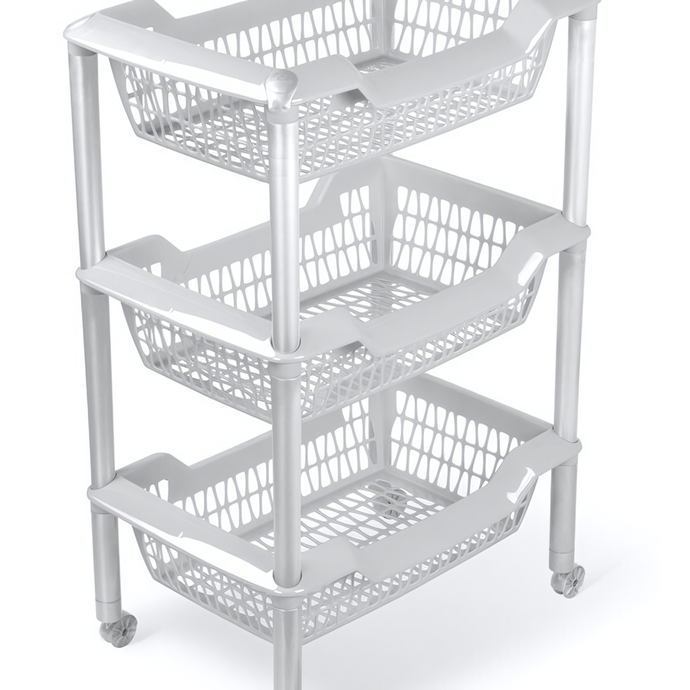 Этажерка универсальная на колёсиках «Джета» 3 корзины, цвет светло-серый С735СЕР