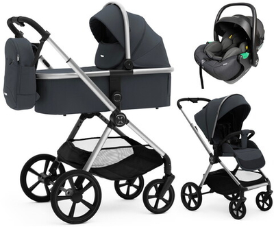 Коляска Agex Life 3 в 1 хромированная рама с автокреслом i-Safe S Black ALM606 Midnight Grey (Темно-серый)