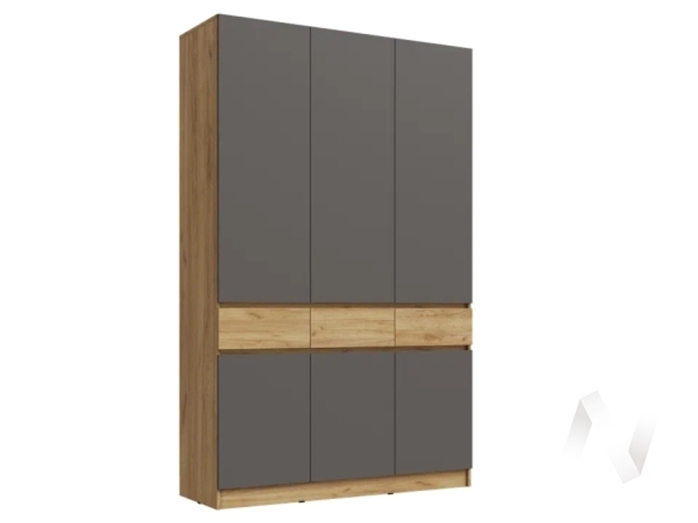 Шкаф 3-х ств МС Роджина (дуб крафт/графит)