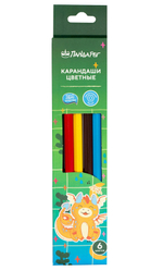 Карандаши цветные ПандаРог Дракоша, 6 цветов, деревянные, шестигранные