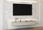Тумба под телевизор подвесная Шиншилла серая/матовая Кварц Грей Софт 134,6х21,6х34,3 см