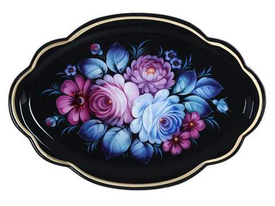 Жостовский поднос декоративный, размер 32х22 см (A11), металлический