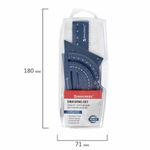 Набор чертежный металлический BRAUBERG (линейка 15 см, 2 треугольника, транспортир), 210816