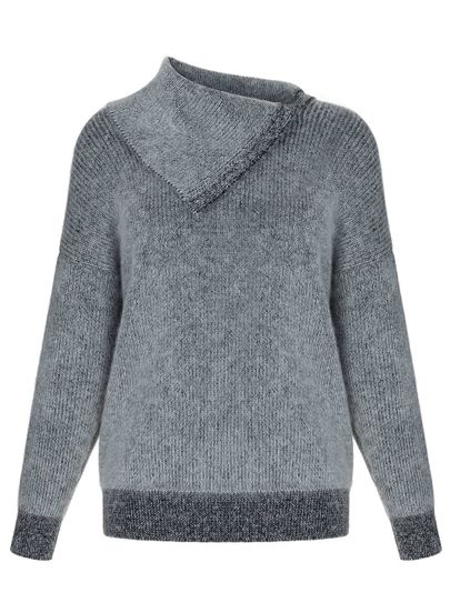 Женский свитер серого цвета из мохера и кашемира - фото 1