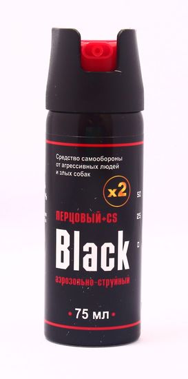 Газовый перцовый баллончик Black 65 мл (ОС+CS) аэрозольно-струйный