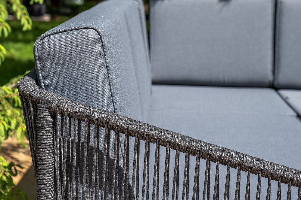 "Канны" модульная угловая лаунж-зона из роупа (веревки), цвет темно-серый