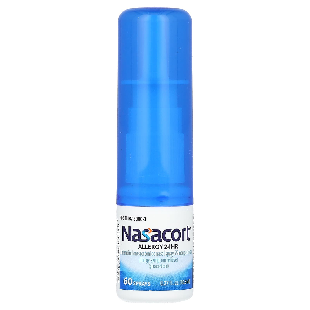 Nasacort, Multi-Symptom Allergy 24 HR, без спирта, без запаха, 55 мкг, 60 спреев, 10,8 мл (0,37 жидк. Унции)