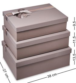 WF-182-B Набор коробок из 3 шт, серо-коричневый