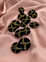 Пуговицы черный бархат с бронзовой цепью