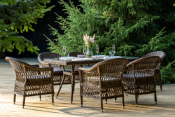 "Амароне" обеденная группа из искусственного ротанга на 6 персон, цвет коричневый
