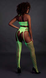 Роскошный комплект белья Two Piece with Crop Top and Stockings (Размер: XS-XL) (Цвет: зеленый)