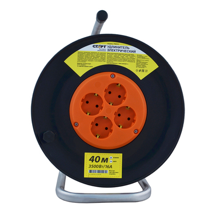Удлинитель на катушке Старт SK 4х40-Z 16А Ор/РБК16, 4 розетки, с заземлением, 3 x 1 мм², 40 м