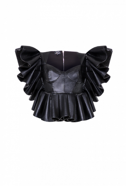 Топ черный из экокожи 16-03-22 SS