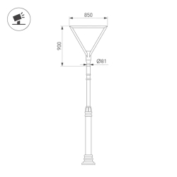 Светильник OXOR-TRILEIS-900x850х80-50W Day4000 (BK, 120 deg, 230V) IP65  (Arlight, -) 052474