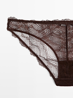 Massimo Dutti Кружевные трусики, коричневый