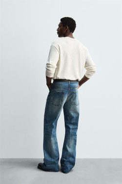 ZARA ДЖИНСЫ ШИРОКОГО КРОЯ, ВЫЦВЕТШИЙ СИНИЙ