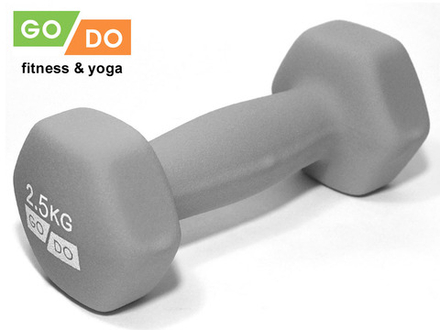 Гантель GO DO в виниловой матовой неопреновой оболочке.  Вес 2,5 кг.  (Серый)