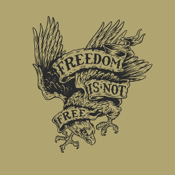 принт с орлом Freedom is not free оливковый