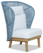 Лаунж-кресло плетеное с высокой спинкой Tagliamento Mali, натуральный, синий, белый