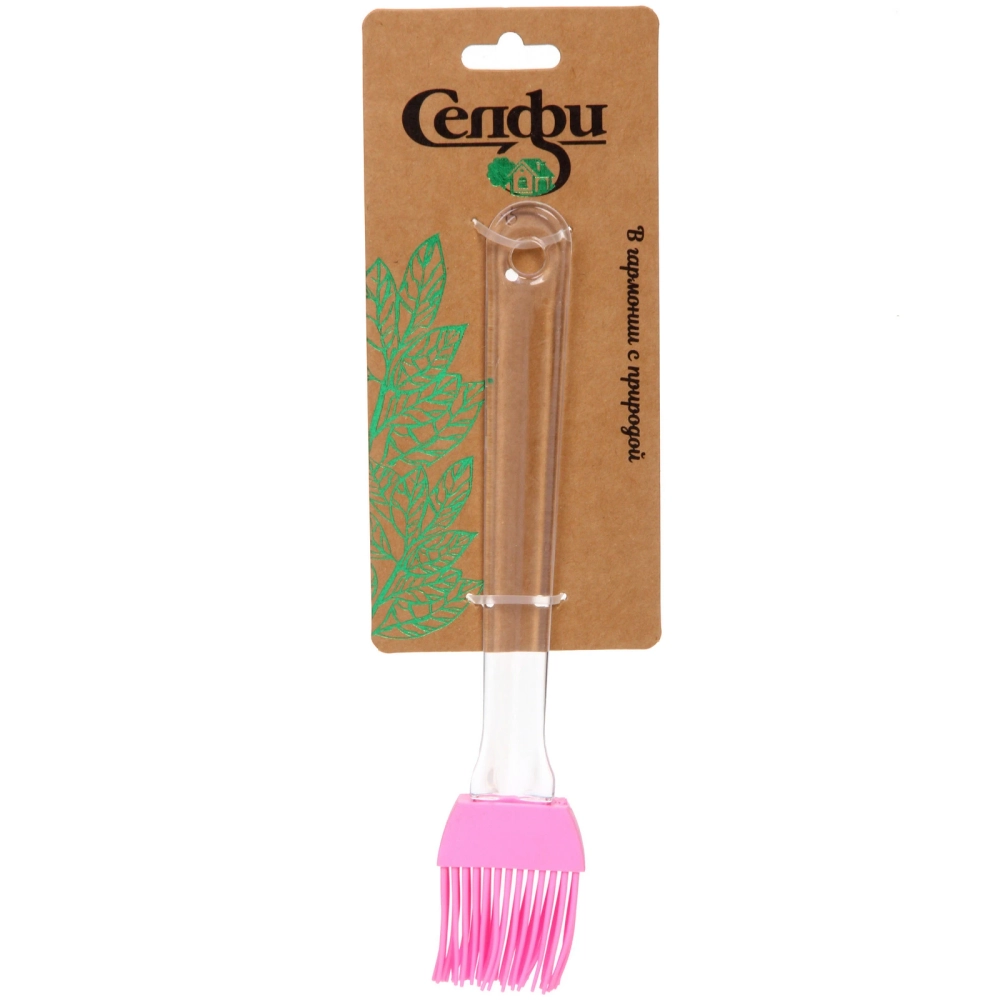 Кисточка кулинарная силиконовая 20*3,5см прозрачная ручка