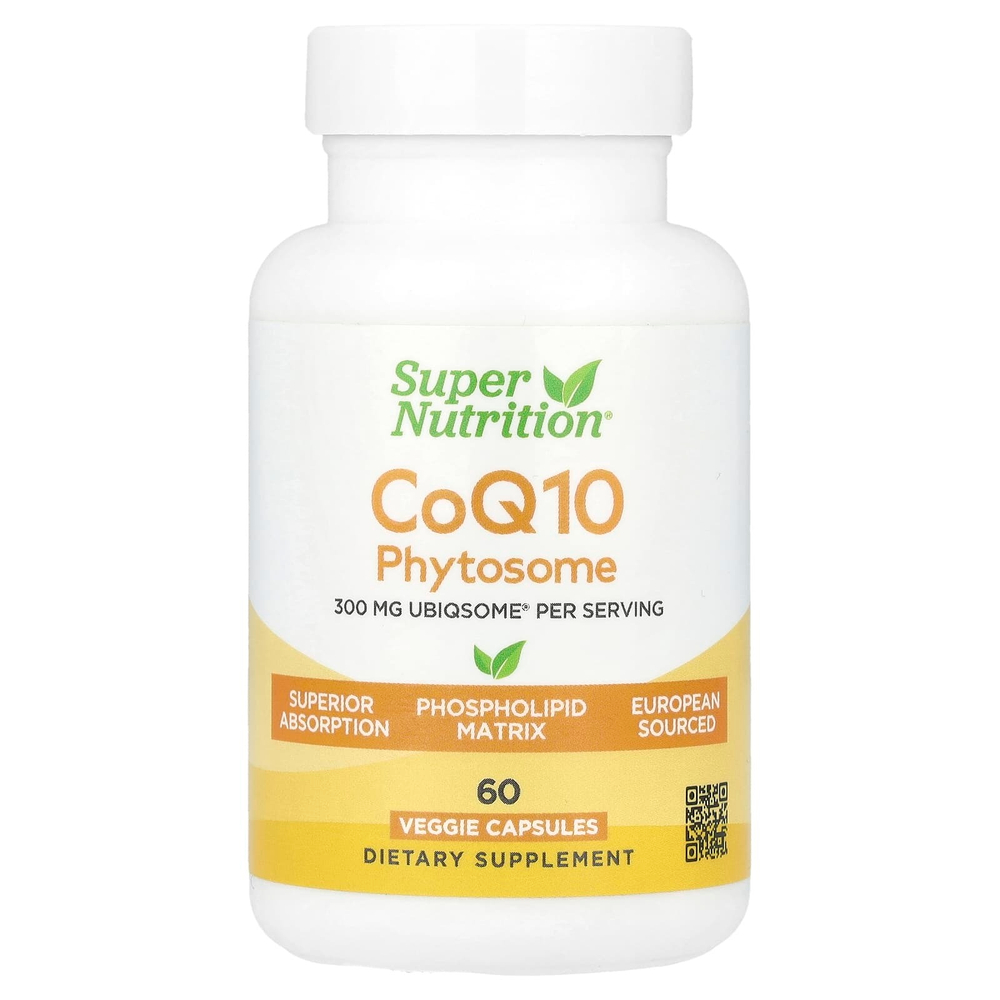 Super Nutrition, фитосомы коэнзима Q10, 300 мг, 60 растительных капсул