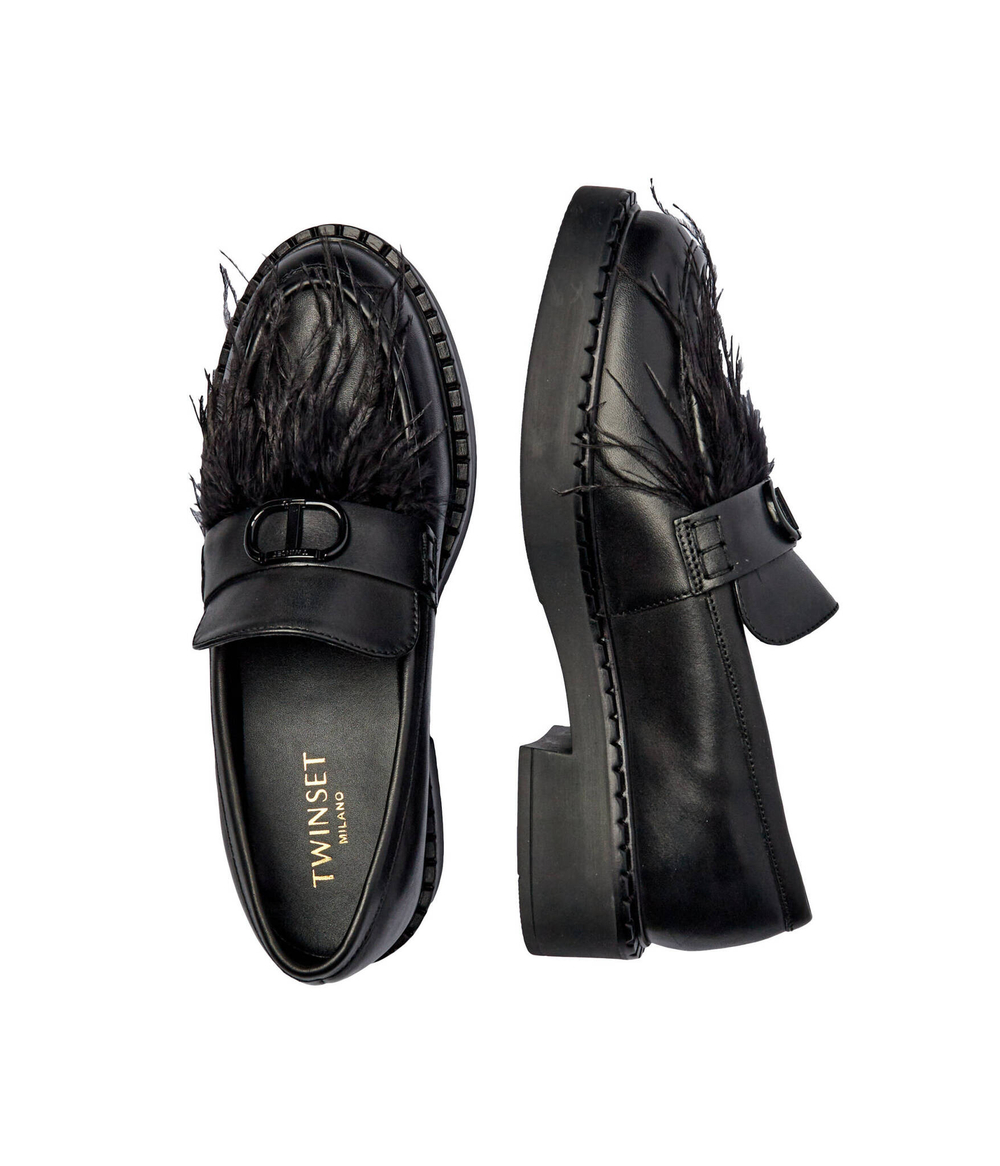 Кожаные лоферы TWINSET - черный(242TCP186)