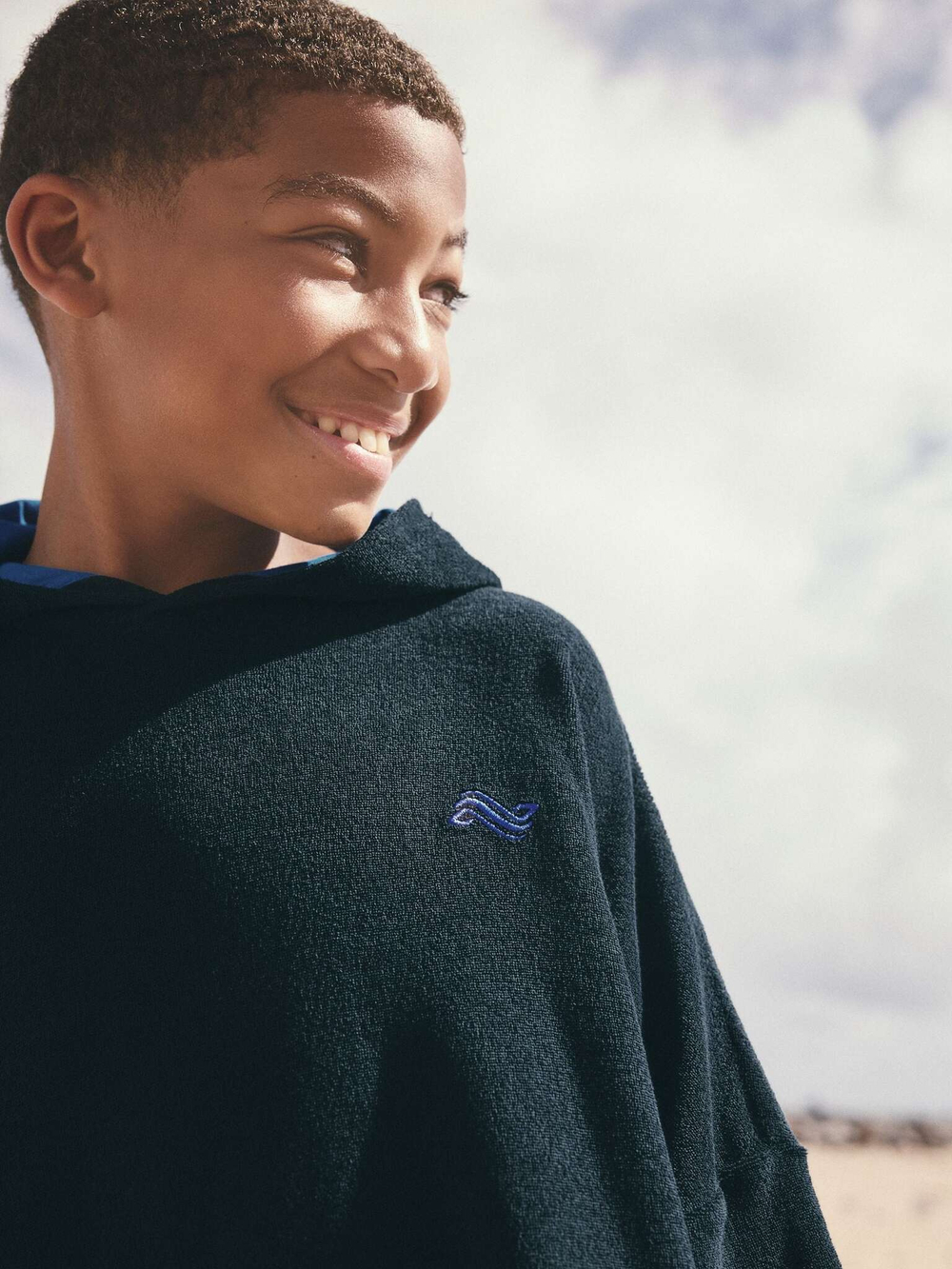 Пончо махровое для мальчика Next E91-808, Темно-синий