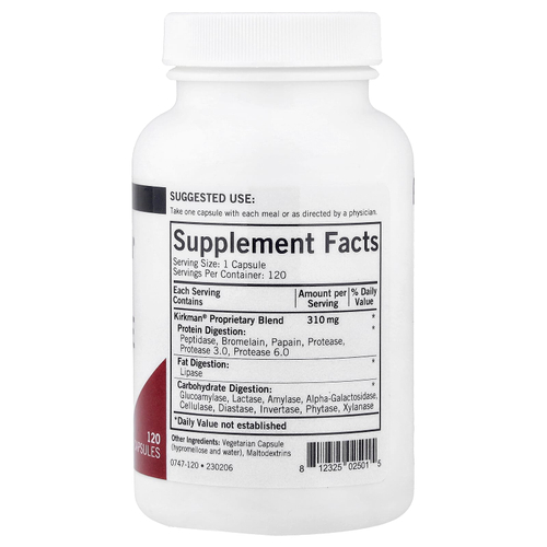Kirkman Labs, комплекс ферментов с DPP-IV, 120 капсул