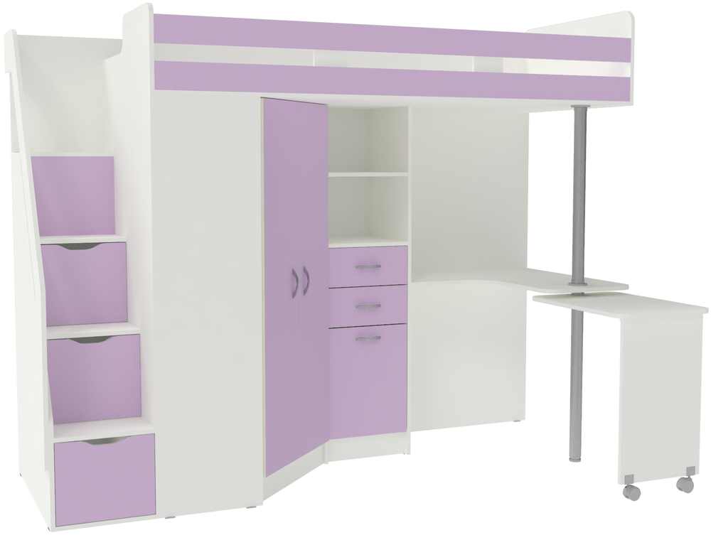 Кровать-чердак КарИВи Мийа Белый  Ирис