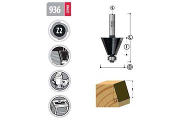 Фреза фасочная с подшипником угол=15°, 19х56 мм, S=8 мм WOODWORK 936.1915.08