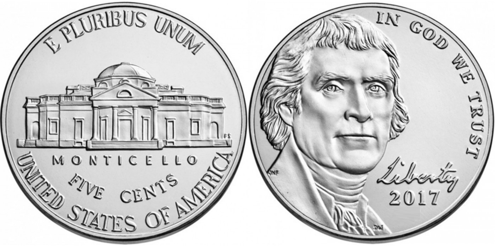 США 5 центов, 2006-2024 Томас Джефферсон XF