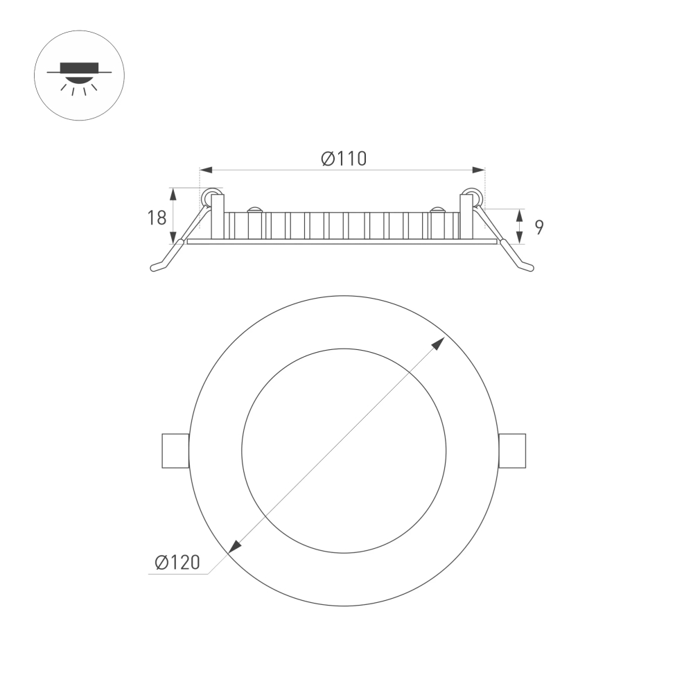 Светильник MS-EDGE-R120-6W Day4000 (WH, 115 deg, 230V) (Arlight, IP44 Металл, 3 года) 041903