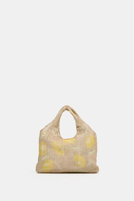 ZARA МИНИ-СУМКА ИЗ БИСЕРА, ЖЕЛТЫЙ