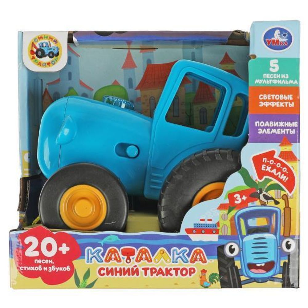 Каталка &quot;Синий Трактор&quot; 20 песен, стихов и звуков, свет, на бат. коробка HT848-R4 (Умка)