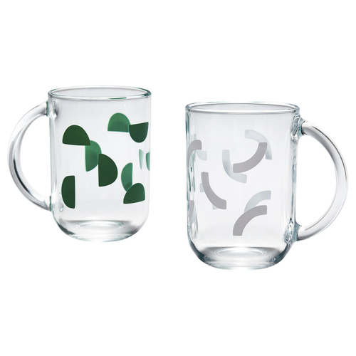 Набор кружек IKEA SKEDSTOR, Зеленый, Белый, Стекло, 300 мл, 2 шт