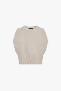 ZARA ШЕРСТЯНОЙ ЖИЛЕТ, БЕЖЕВЫЙ