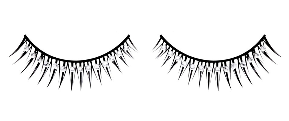 Черные ресницы с белыми кристаллами (Цвет: черный)