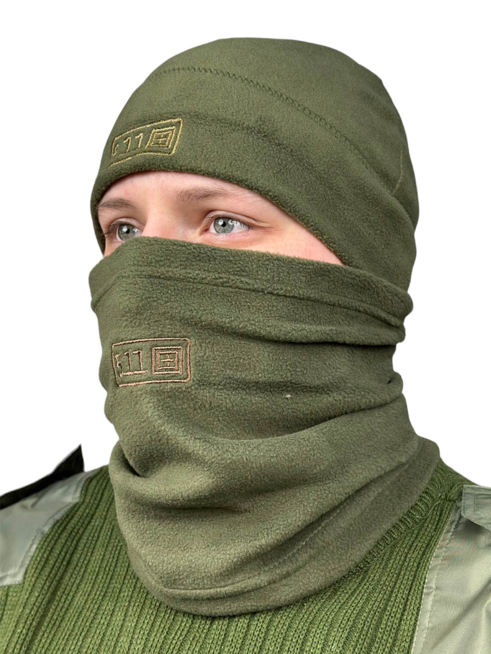 Флисовая шапка и бафф 5.11 олива