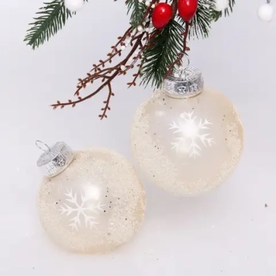 Набор украшений SHINE «Snow Sand» 8 см (2 шт.), light champagne