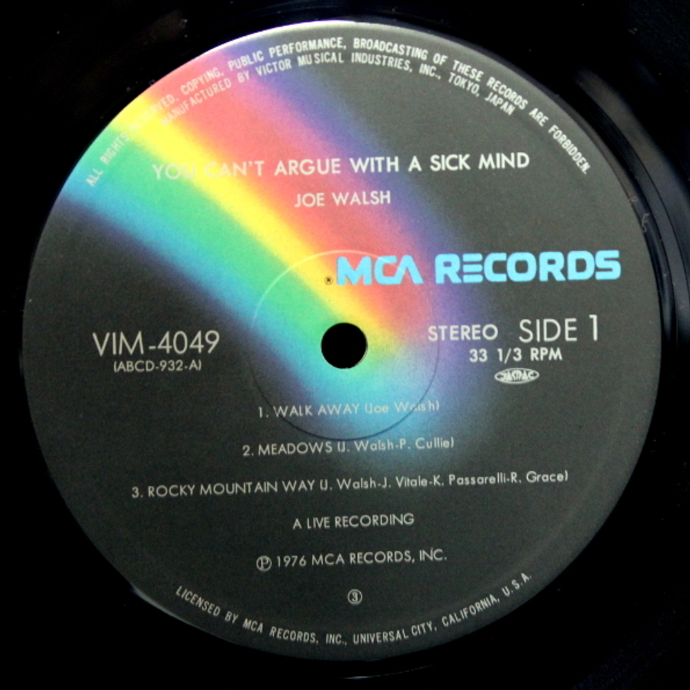 Joe Walsh / You Can't Argue With A Sick Mind (LP)