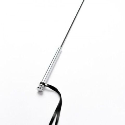 Черный кожаный стек с гладкой ручкой - 55 см. (Цвет: черный)