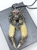 Защитный магический кулон амулет с настоящими Клыками Волка