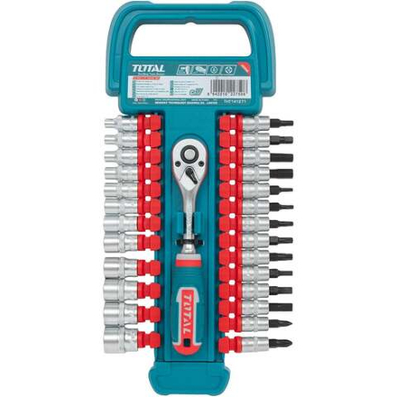 Набор головок 1/4" с трещоткой 27шт TOTAL THT141271