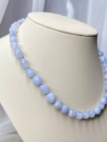 Бусы колье из натурального голубого агата сапфирина ожерелье